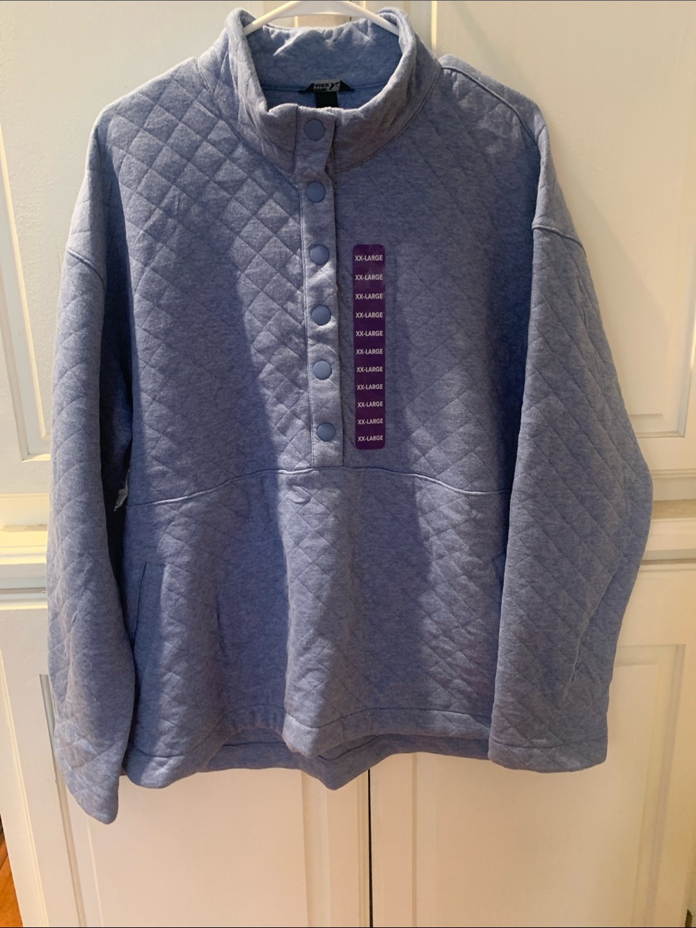 Eddie Bauer Quilted Snap Pullover Hoodie in Light Blue